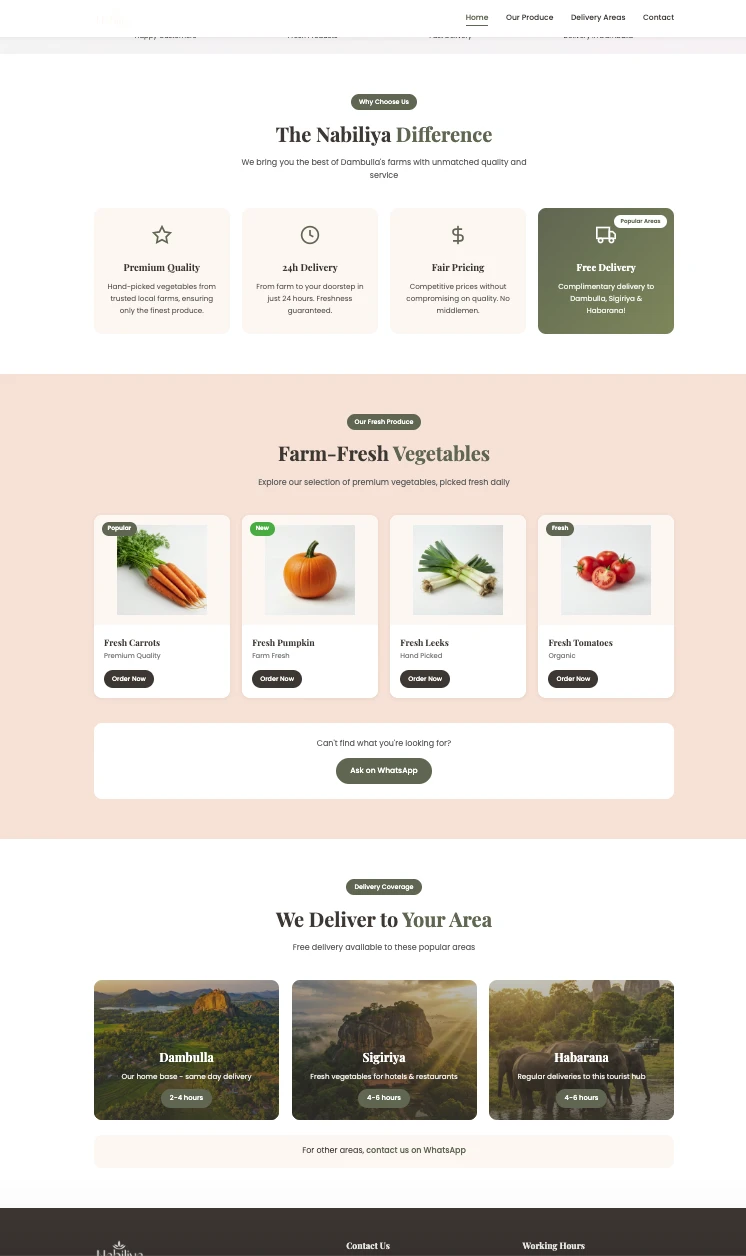 Nabiliya Fresh produce page